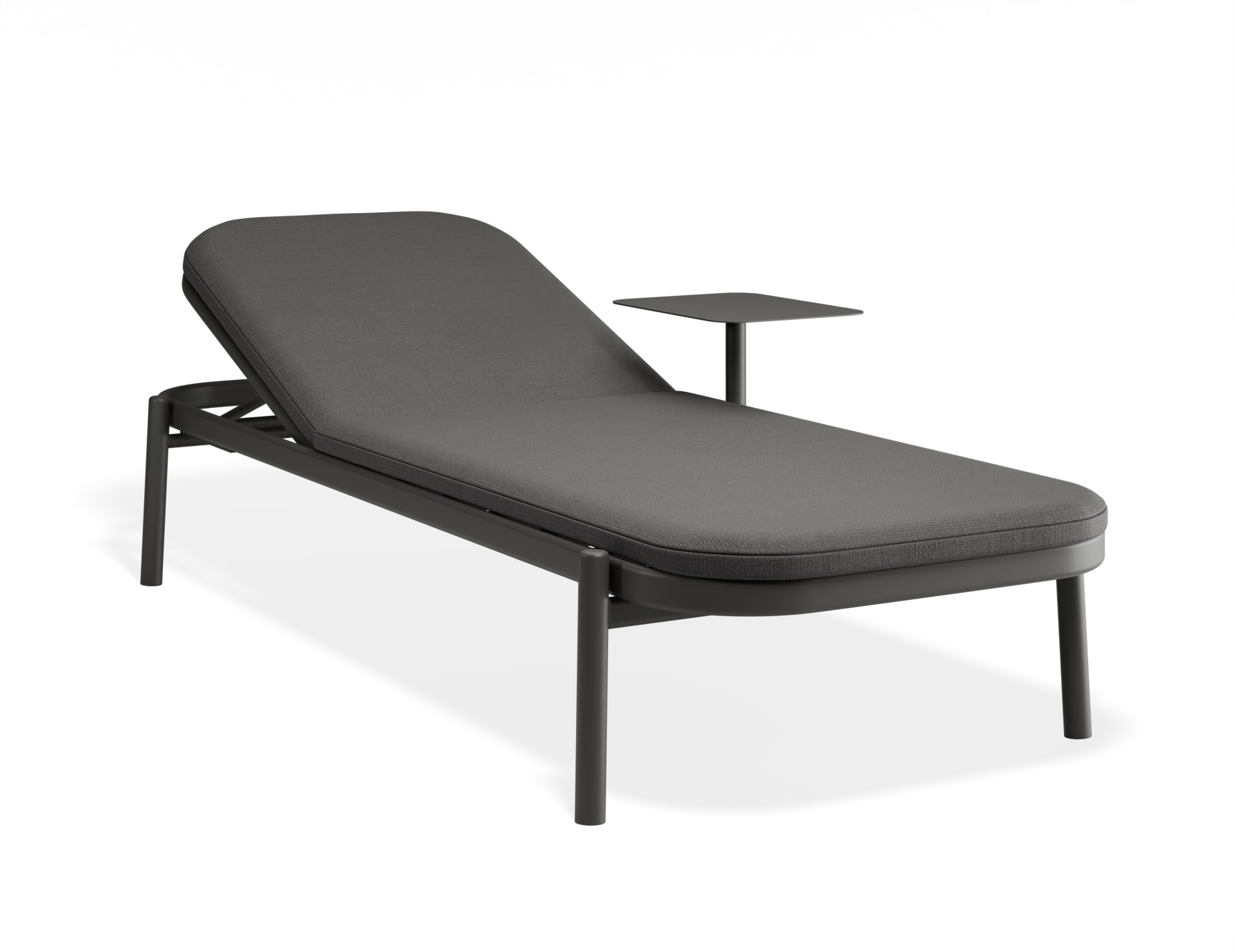 Verano Outdoor Sun Lounge with Side Table - Charcoal/Dark Grey Cushions