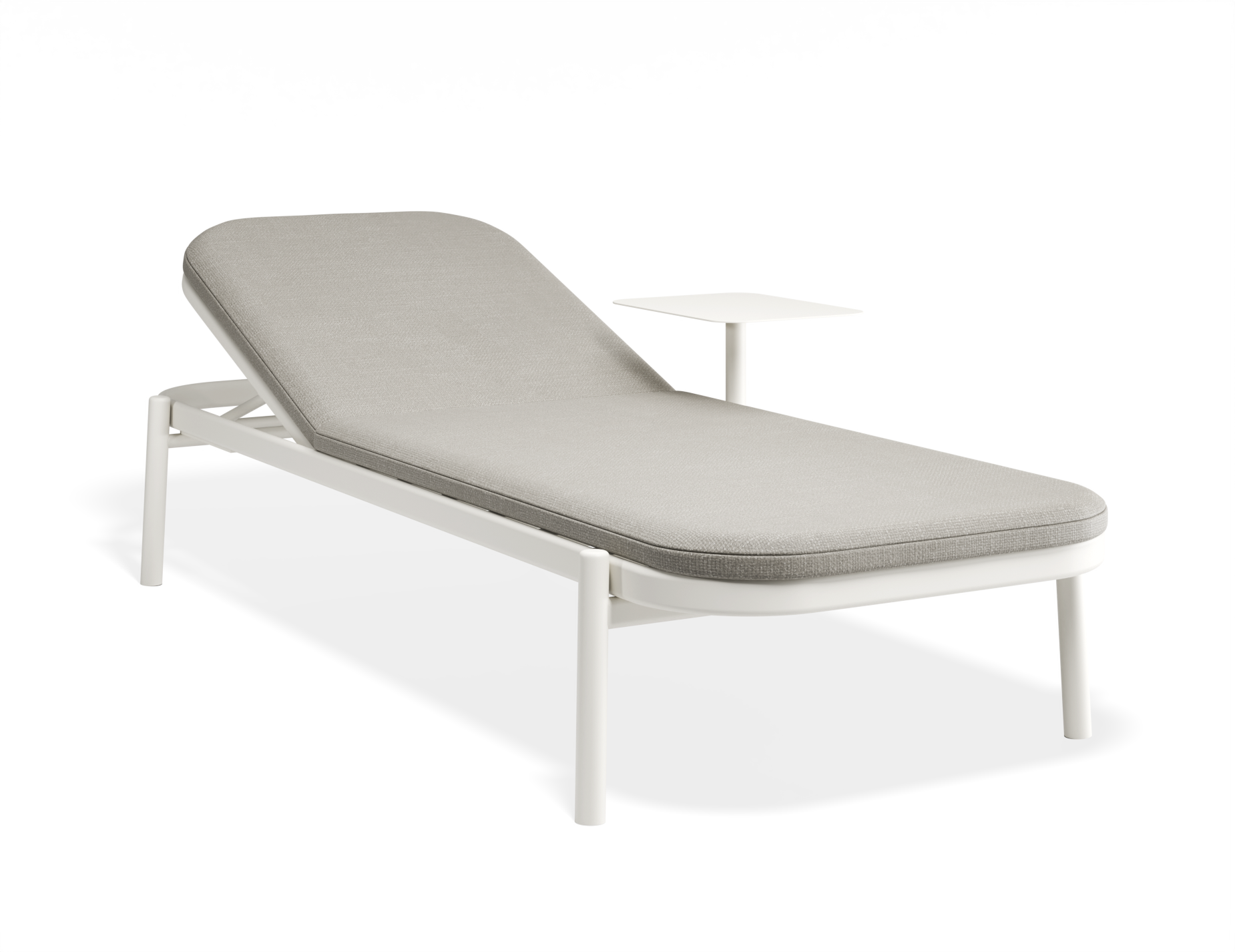 Verano Outdoor Sun Lounge with Side Table - White/Light Grey Cushions