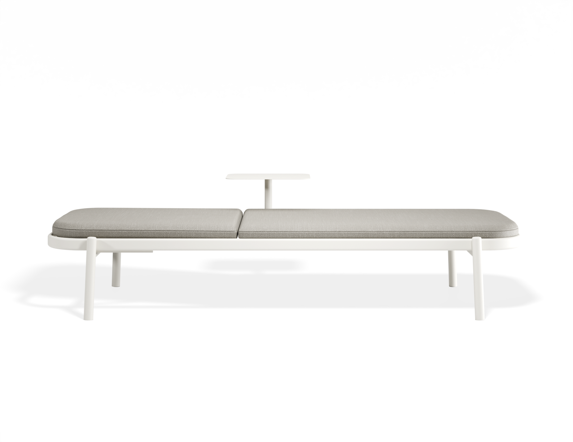 Verano Outdoor Sun Lounge with Side Table - White/Light Grey Cushions