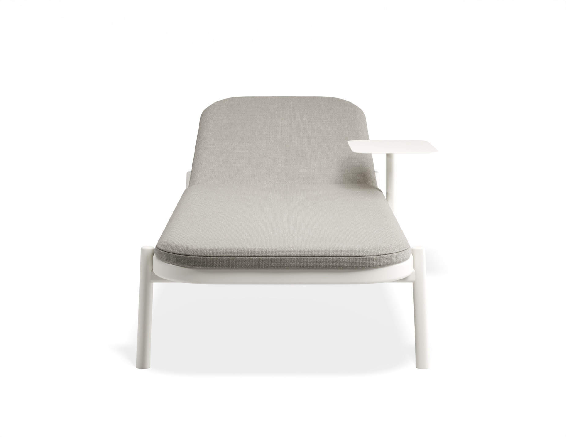 Verano Outdoor Sun Lounge with Side Table - White/Light Grey Cushions