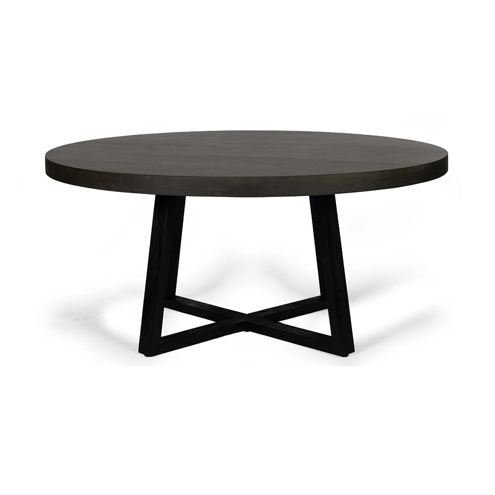 Alta Round Dining Table (Ebony Black with Black Acacia Wooden Legs).