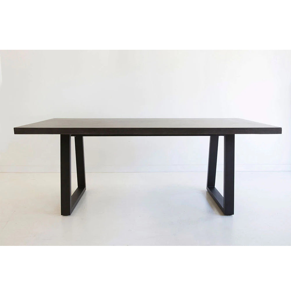 Sierra Rectangular Dining Table (Ebony Black with Black Metal Legs).