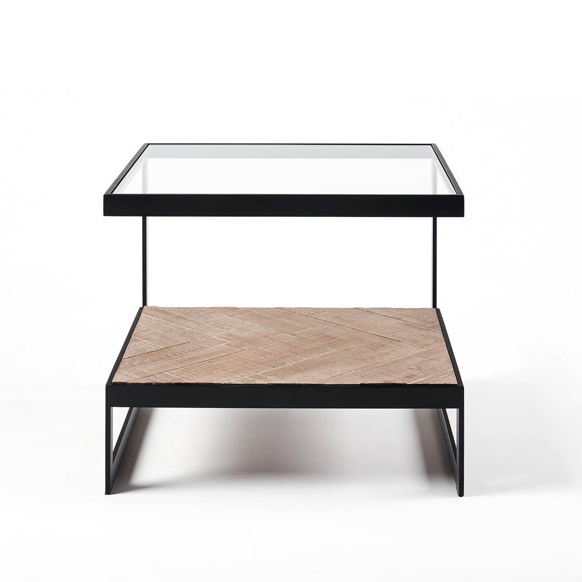 Lenny Side Table (Black/Parquetry Oak).