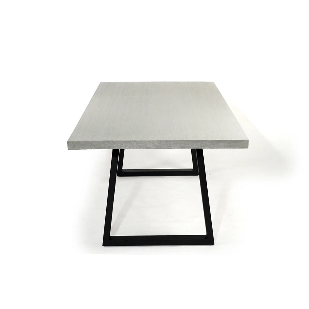 Sierra Rectangular Dining Table (Pebble Grey with Black Metal Legs).