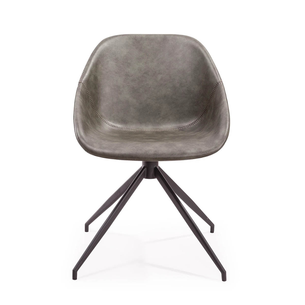 Lansel Swivel Dining Chair (Olive Green Leather).