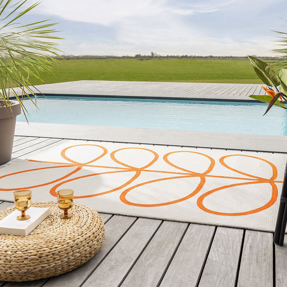 Giant Linear Stem Outdoor Rug (Persimmon).