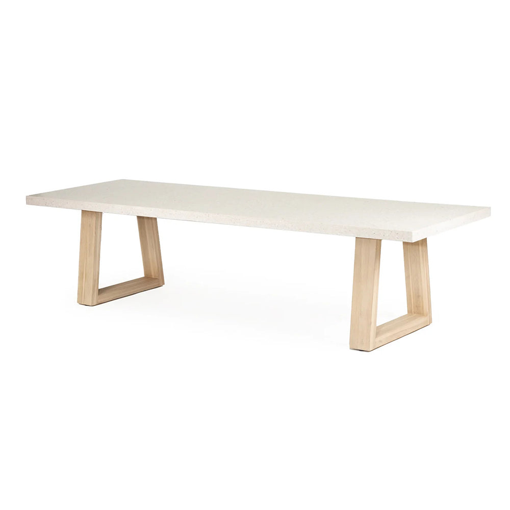 eTerrazzo Rectangular Dining Table (Ivory Coast with Wide Ivory Wash Legs).