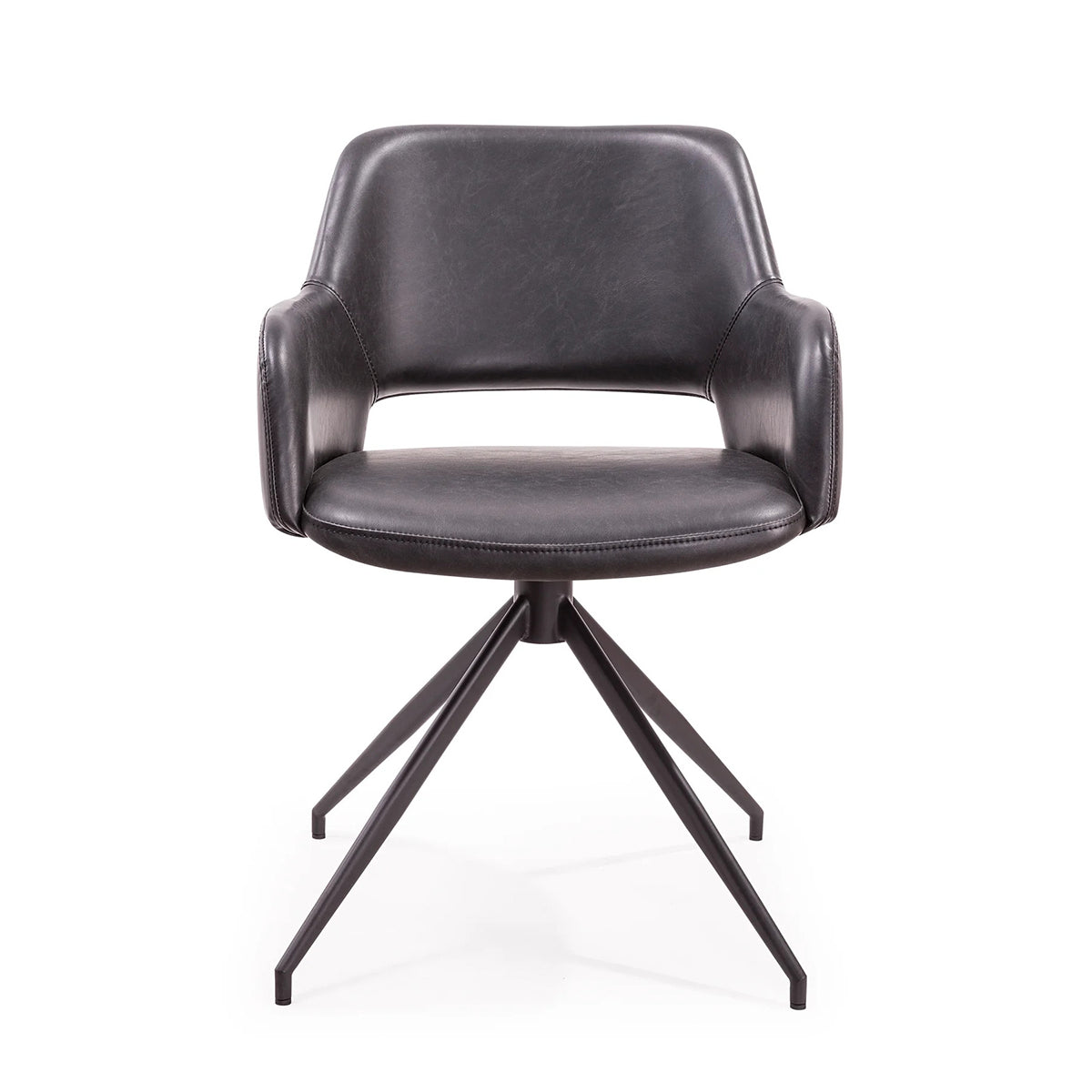 Timmy Swivel Dining Chair (Black Leather).