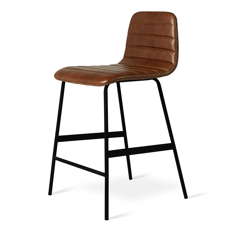 Lecture Bar Stool (Saddle Brown Leather).