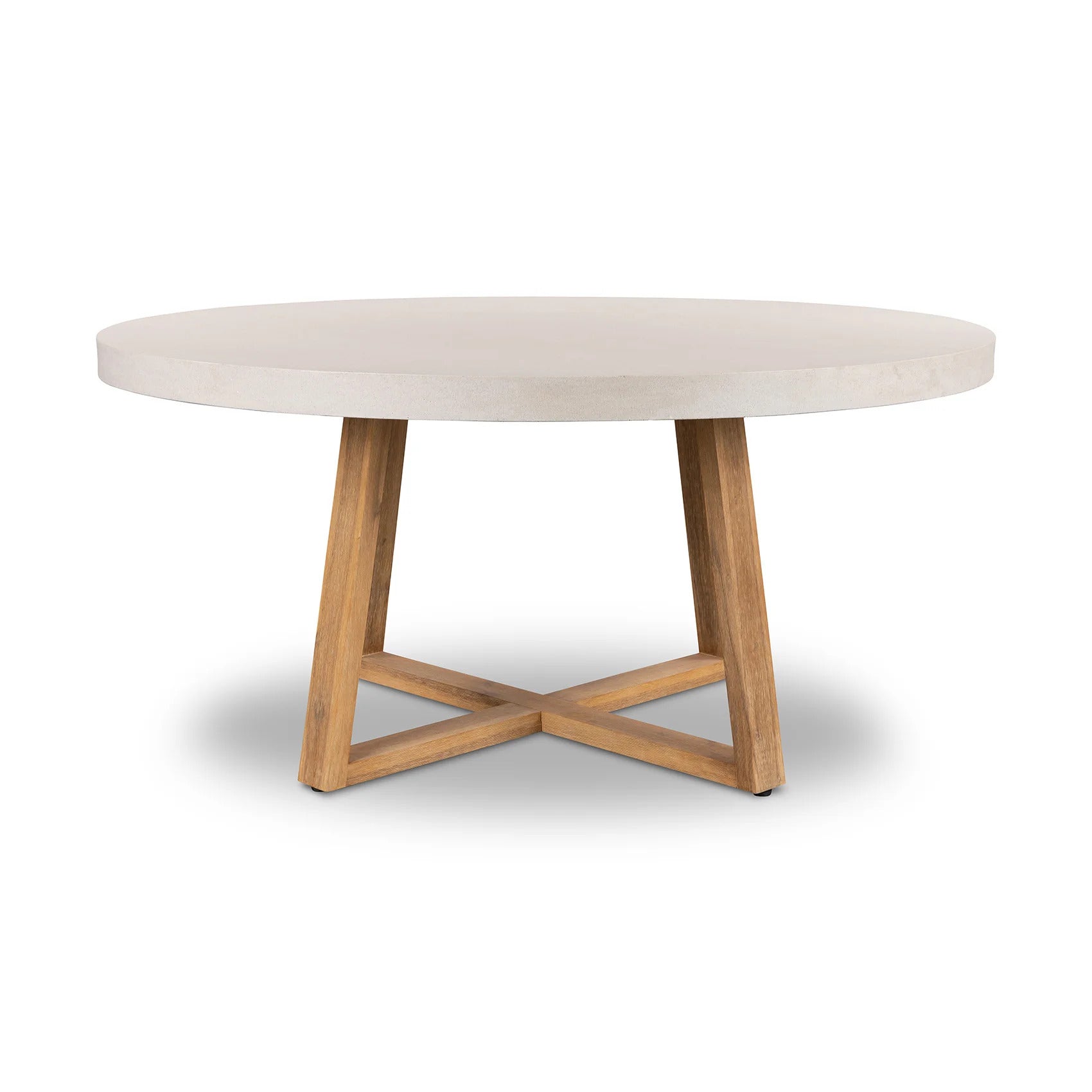 Alta Round Dining Table (Beige With Light Honey Acacia Wood Legs).