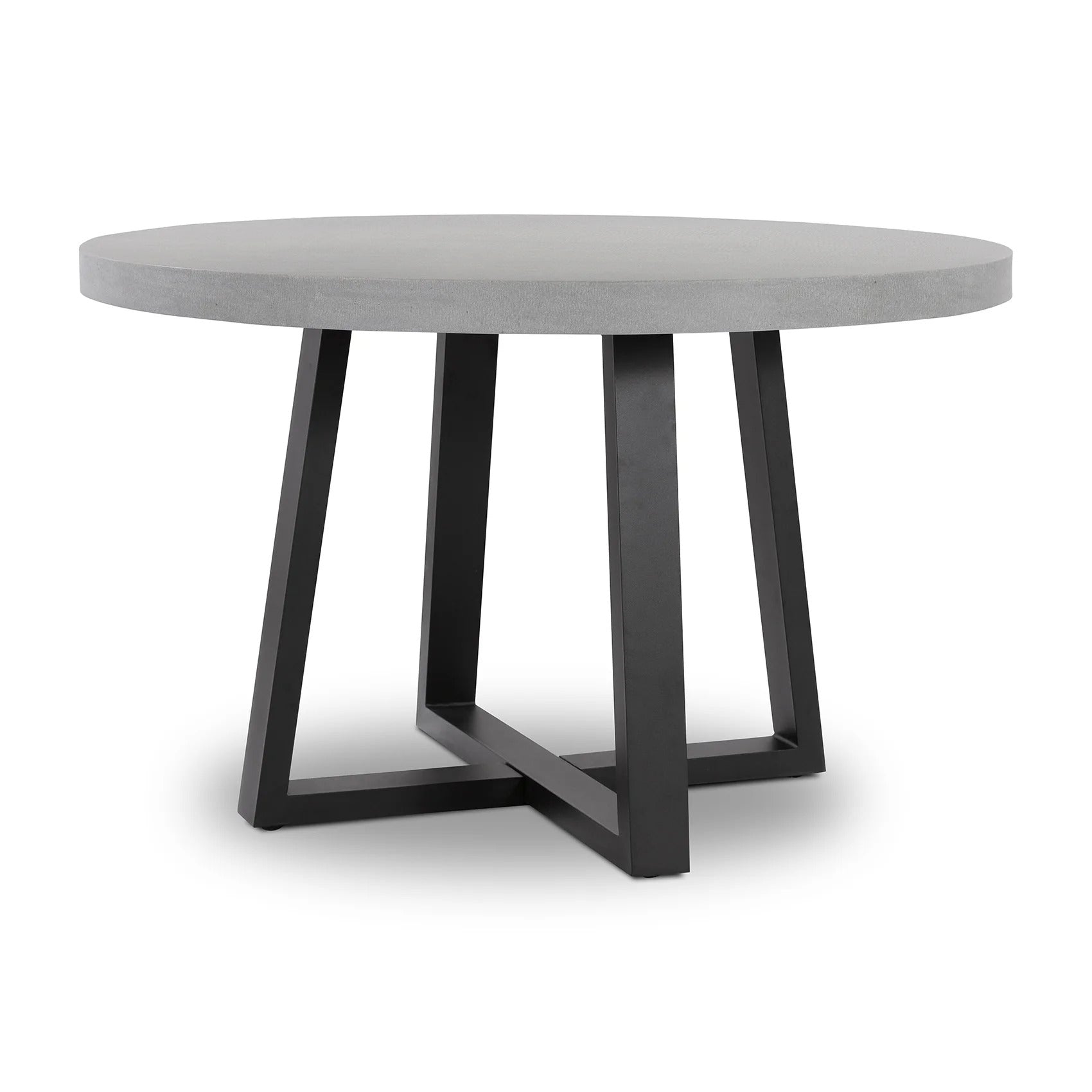 Alta Round Dining Table (Pebble Grey with Black Metal Legs).