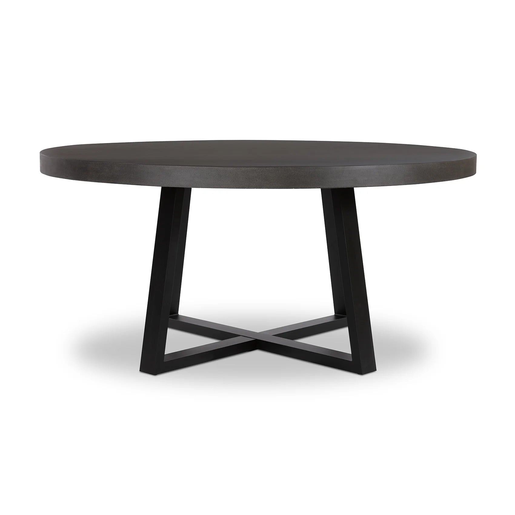 Alta Round Dining Table (Ebony Black with Black Metal Legs).