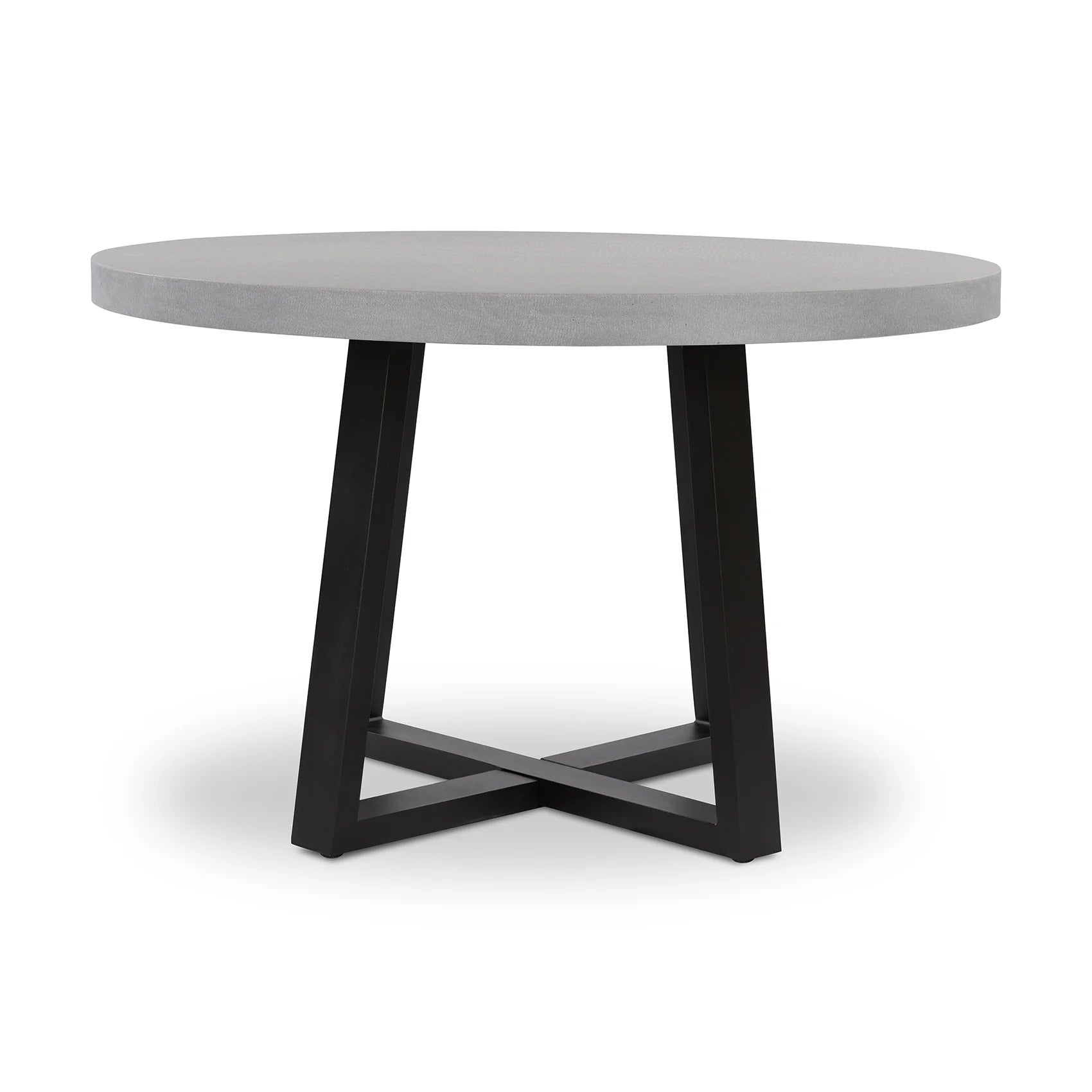 Alta Round Dining Table (Pebble Grey with Black Metal Legs).