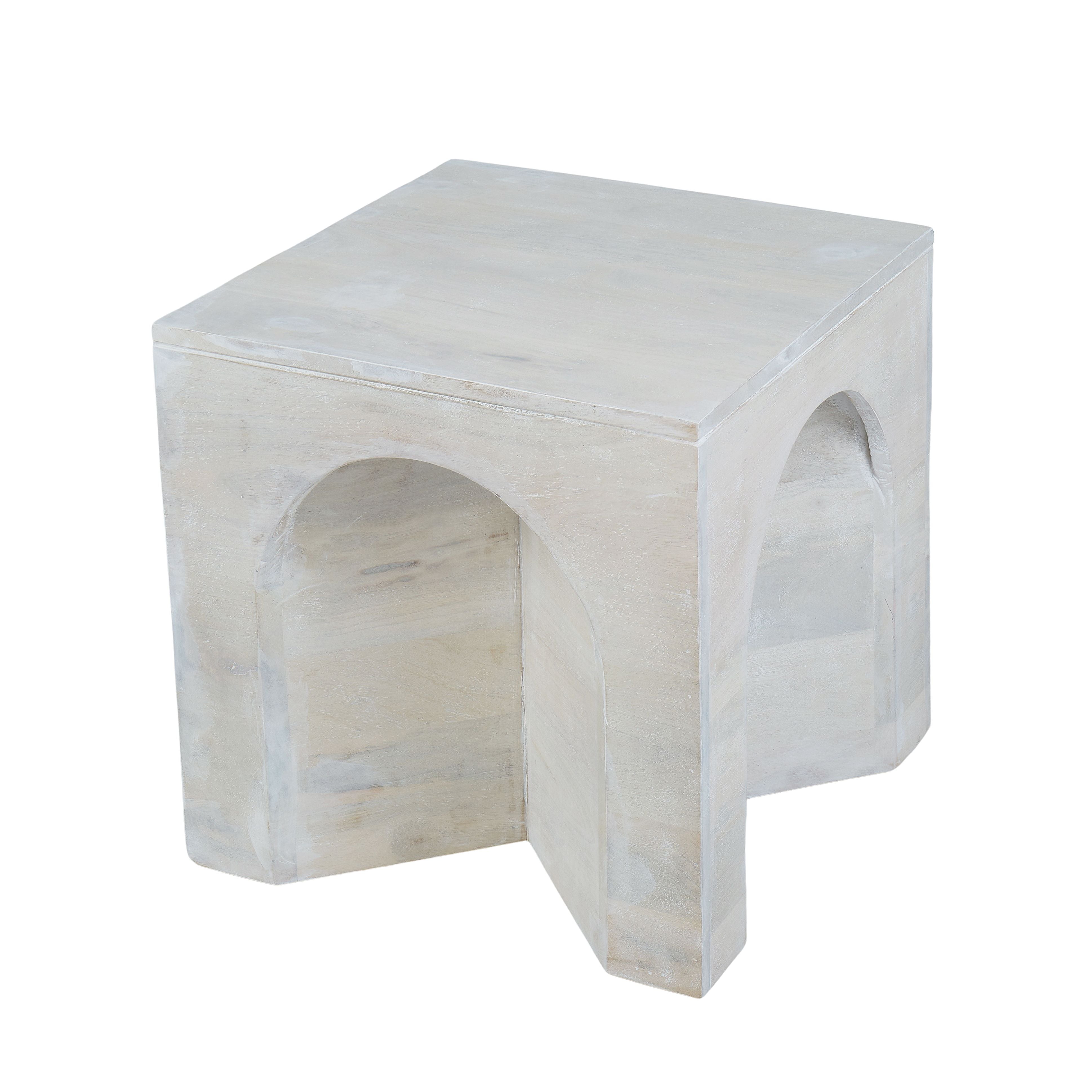 Arch Side Table (White Lime Wash).